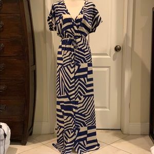 Cream and Navy Blue Jumpsuit